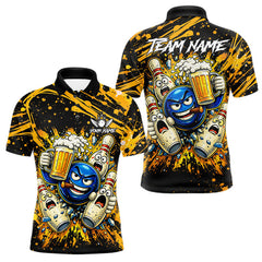 Maxcorners Black and Yellow Funny Bowling and Beer Custom Bowling Shirts For Men, Bowling Team League jerseys