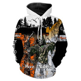 Maxcorners Bow Hunter Skull Orange and white tree Camo Deer Hunting Customize name 3D All over print shirts LM2608