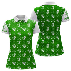 Maxcorners Green and white golf pattern Mens Golf polo shirts custom name golf beer outfit men golf