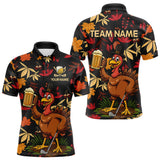 Maxcorners Funny Turkey Golf Beer Thanksgiving golf shirt Custom Funny golf shirts for men, mens golf clothes MT2510