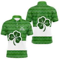 Maxcorners Green shamrock Lucky Mens polo golf shirts Custom St Patrick Day team golf jerseys MT2108