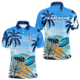 Maxcorners Blue Disc golf basket Mens Disc golf polo shirts Custom team disc golf jerseysMT0306