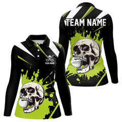 Maxcorners Black and Green Skull Golf polo shirts For Men Custom team golf outfits men, cool golf giftsMT0306