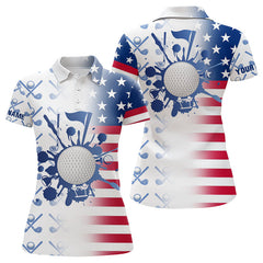 Maxcorners Red, White and Blue American Flag Mens Golf polo shirts Custom patriotic Golf Outfit For MensMT0306