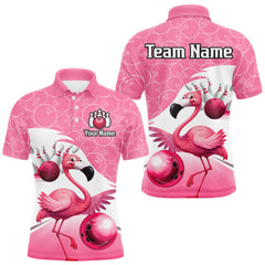 Maxcorners Funny Pink Flamingo Bowling Shirts for Men Custom Flamingo Team bowling jerseys, gift for bowlers LM0503