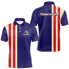 Maxcorners Red, White and Blue Retro Bowling Shirts For Men custom patriotic bowling outfits team jerseys LM2711