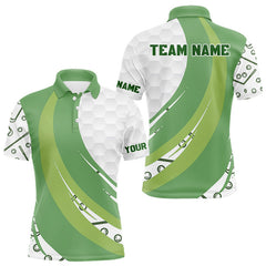 Maxcorners White and Green Golf pattern polo golf shirt for men Custom men's golf outfit, unique golf gifts LM2011