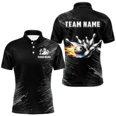 Maxcorners Black and silver Flame Bowling Shirts For Men Custom Team Bowling jerseys, Gift For Bowlers LM2512