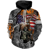 Maxcorners Deer Hunting American Flag Grim Reaper Custom Name Shirt 3D All Over Printed Clothes