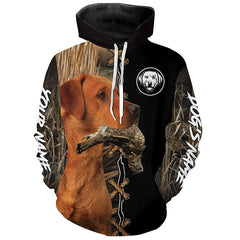 Maxcorners Fox Red Labrador Retriever Hunting Custom Name Shirt, Personalized Hunting Dog Hoodie | Grouse