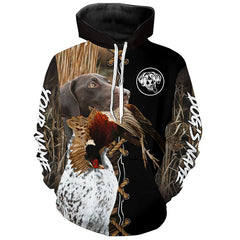 Maxcorners German Shorthaired Pointer Hunting Dog Custom Name Hoodie Shirt for Hunter | Pheasant
