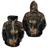 Maxcorners Deer Hunting Shirt 3D All-Over Print Deer with Camo Forest, Gift for Deer Hunters Men LM1112