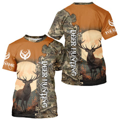 Maxcorners Best Orange Camo Deer Hunting Clothes 3D Full Print Full Moon Buck Design For Deer Hunters LM2608