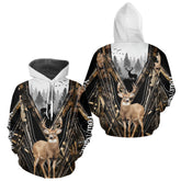 Maxcorners Whitetail Deer Hunting Custom Name Camo Shirt, Deer Hunting Apparel, Hunting Hoodie For Men LM1112