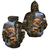 Maxcorners Duck Hunting Waterfowl Camouflage Shirt Yellow Labrador Retriever, Custom Name Hunting Gift LM1109