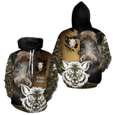 Maxcorners Wild Boar Hunting Shirt Custom Name Camo Skull Hunting Clothes For Hunters Gift LM1109