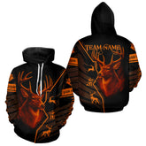 Maxcorners Black Orange Deer Hunting Shirt Personalized Custom Name 3D Full Print For Deer Hunters LM2608