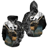 Maxcorners Custom 3D Elk Hunting Shirt With Black Camo Pattern And Full All-Over Elk Print For Hunters LM2608
