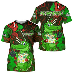 Maxcorners Custom Green Crocodile Graffiti Funny Pickleball T-Shirt For Men Outfits Pickleball Jersey MT1309
