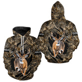 Maxcorners Personalized Whitetail Deer Hunting Custom Name Camo Shirt, Hunting Hoodie Sweatshirt for Men LM1112