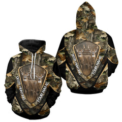 Maxcorners Whitetail Deer Hunting Shirt Custom Name Fall Season Camo, Deer Hunting Clothes For Men LM1112