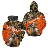 Maxcorners Duck Hunting Orange Camo Custom Name 3D Full Printing Shirts, Hunting Apparel for Duck Hunter LM1109
