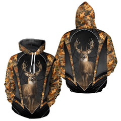 Maxcorners Custom Whitetail Deer Hunting Autumn Dark Camouflage 3D Shirts, Best Gift Ideas for Hunters LM2110