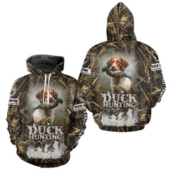 Maxcorners Mallard Duck Hunting Camouflage Shirts With Brittany Dog, Duck Hunting Season, Hunting Gifts LM0210