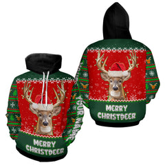 Maxcorners Funny Ugly Christmas Pattern Deer Hunting Custom Name 3D All Over Print Shirts Christmas Shirt MT1511