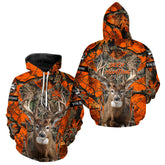 Maxcorners Whitetail Deer Hunting Orange Forest Camo 3D Printed Shirts, Hunting Hoodie Gift for Men LM1112