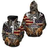 Maxcorners Custom Whitetail Deer Hunting Forest Camo Shirts with US Flag, Personalized Hunting Shirt LM1812
