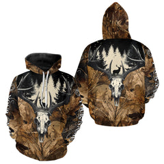 Maxcorners Personalized Deer Hunting Camo with Deer Skull 3D Printing Shirts Hunting Gift for Hunter MT1511