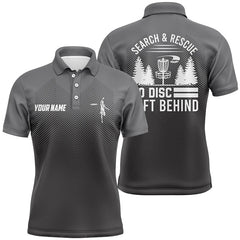 Maxcorners Search & Rescue Grey Geometric Pattern Mens Disc Golf Polo Shirts Cool Disc Golf Shirts For Men MT0510