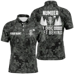 Maxcorners Retro Grey Camo Disc Golf Mens Polo Shirts Custom Camouflage Disc Golf Shirts For Men Golf Gifts MT0510