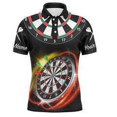 Maxcorners Personalized Red Black Mens Darts Polo Shirt Custom Name Cool Darts Jersey