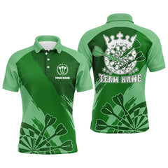 Maxcorners Personalized Green Men Darts Polo Shirt Custom Cool Darts Shirt Darts Jersey