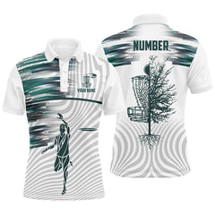Maxcorners Green White Mens Disc Golf Polo Shirts Custom Disc Golf Basket Shirts For Men Golfing Gifts MT0510