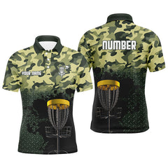 Maxcorners Green Camo Mens Disc Golf Polo Shirts Customized Camo Golf Shirts For Men, Disc Golf Gifts MT0510