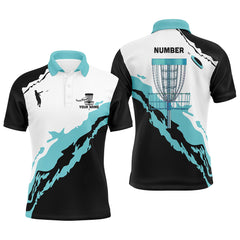 Maxcorners Turquoise Mens Disc Golf Polo Shirt Customized Cool Disc Golf Shirts For Men Disc Golfing Gifts MT0510