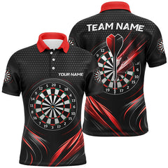 Maxcorners Black&Red Sport Mens Darts Polo Shirt Custom Darts Shirt For Men Cool Dart Jerseys