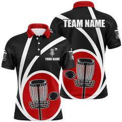 Maxcorners Customized Black Red Mens Disc Golf Polo Shirts Cool Disc Golf Shirt For Male Team Disc Golf Gifts MT0510