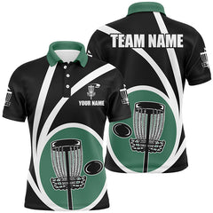 Maxcorners Customized Black Green Mens Disc Golf Polo Shirts Cool Disc Golf Shirt For Team Golf Gifts MT0510