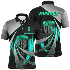 Maxcorners Green Black Personalized Mens Disc Golf Polo Shirt Custom Disc Golf Basket Shirts For Kid Golf Gifts MT0510