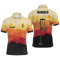 Maxcorners Sunset Pattern Mens Golf Polo Shirts, Custom Golf Shirt Disc Golf Shirts For Mens, Golf Gifts MT0510