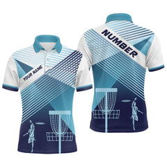 Maxcorners Disc Golf Silhouette White Blue Womens Polo Shirt Personalized Cool Disc Golf Tops For Women MT0510