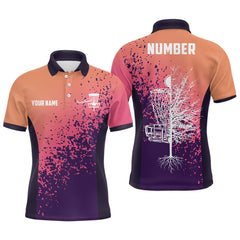 Maxcorners Personalized Disc Golf Gradient Sunset Paint Men Polo Shirt Custom Disc Golf Shirts For Men MT0510