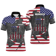 Maxcorners American Flag Disc Golf Basket Customized Patriotic Disc Golf Shirts For Men Retro Mens Golf Tops MT0510