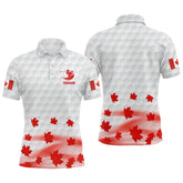 Maxcorners Golf Canadian Flag Red Maple Leaves Customized Name 3D Polo Shirt Unisex