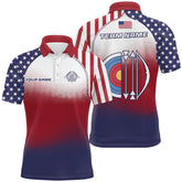 Maxcorners Personalized American Flag Target Archery 3D Polo Shirts For Men, Custom Archery Jerseys Designs