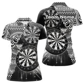 Maxcorners Personalized Tribal White Black Dart Polo Shirts For Women Dart Jerseys Custom Dart Team Shirts
